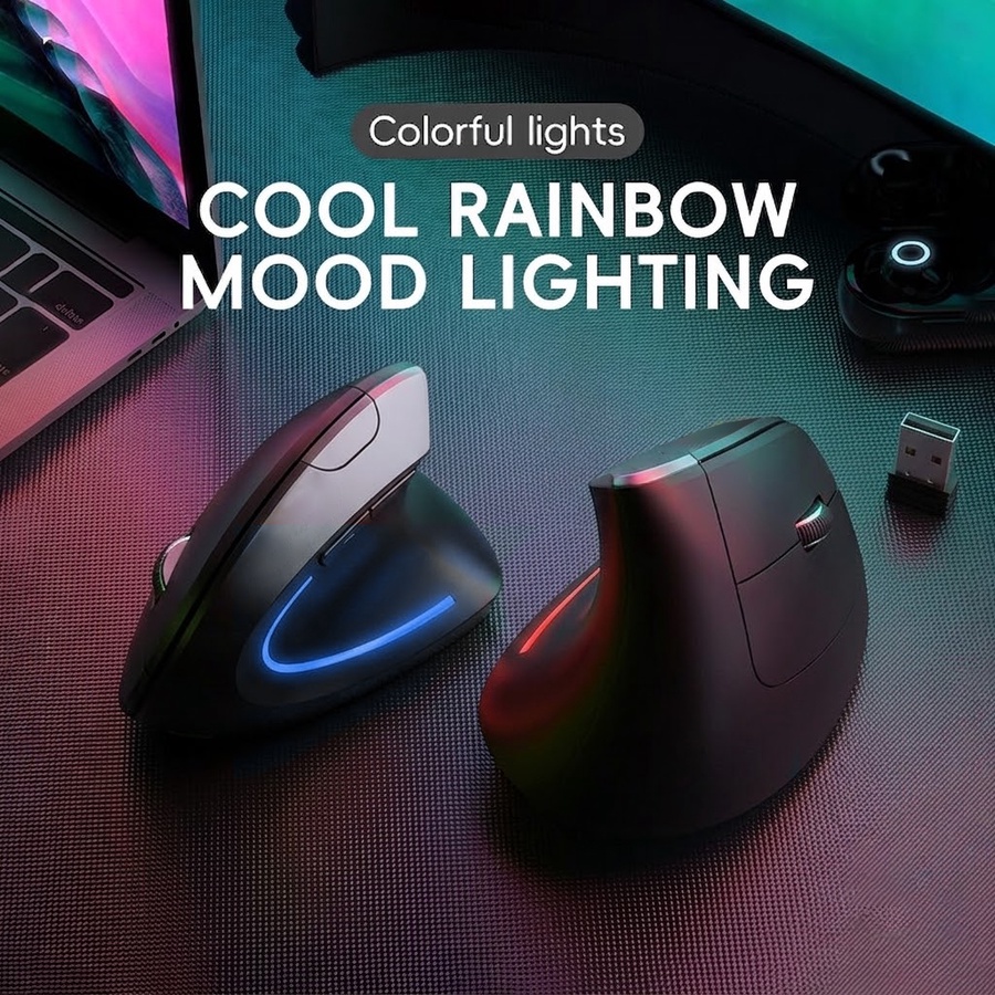 2.4G Wireless Vertical Mouse RGB Backlight 3200 DPI Ergonomic